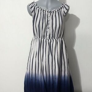 🦩 Love Striped Blue White Dip Dye Dress Size s sleeveless